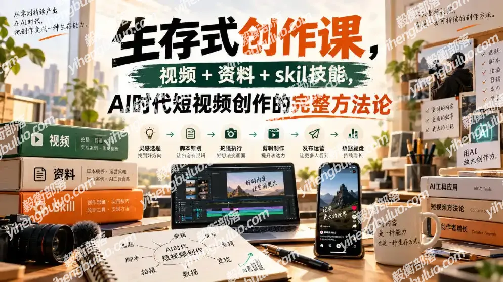 生存式创作课,视频+资料+skil技能,ai时代短视频创作的完整方法论-毅衡部落