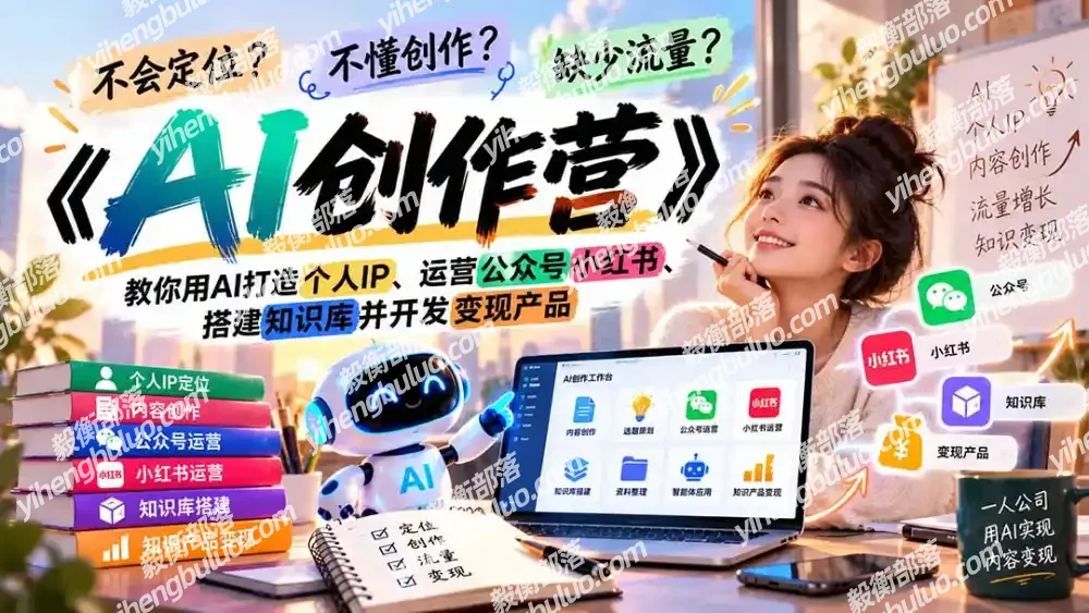 不会定位、不懂创作、缺少流量？《AI创作营》教你用AI打造个人IP、运营公众号小红书、搭建知识库并开发变现产品-毅衡部落