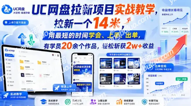 UC网盘拉新项目实战教学,拉新一个14米,用最短的时间学会、上手、出单,有学员20余个作品,轻松斩获2w+收益(更新1015)-毅衡部落