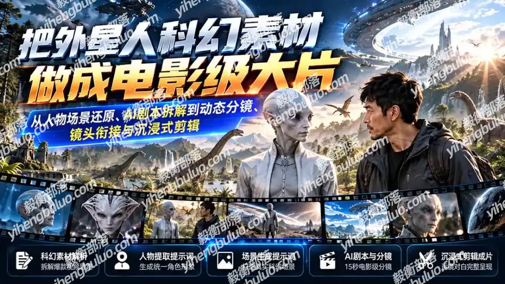 把外星人科幻素材做成电影级大片:从人物场景还原、AI剧本拆解到动态分镜、镜头衔接与沉浸式剪辑-毅衡部落