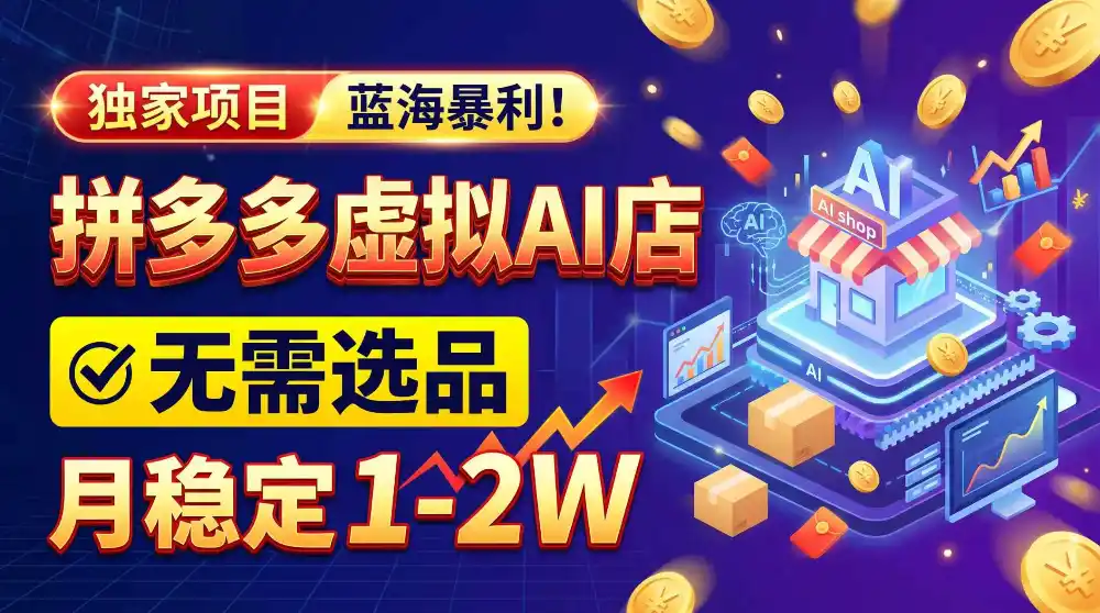 2026独家暴利,开拼多多AI店,不用选品,月稳定1-2W,可副业全职!-毅衡部落