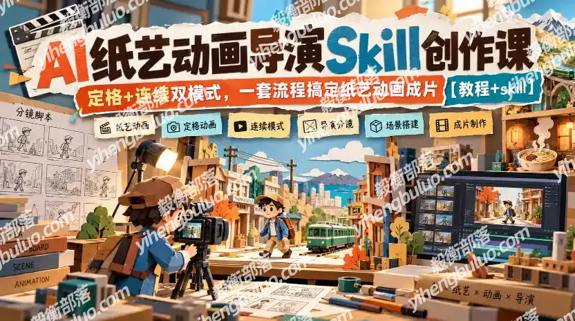 AI纸艺动画导演Skill创作课|定格+连续双模式,一套流程搞定纸艺动画成片【教程+skill】