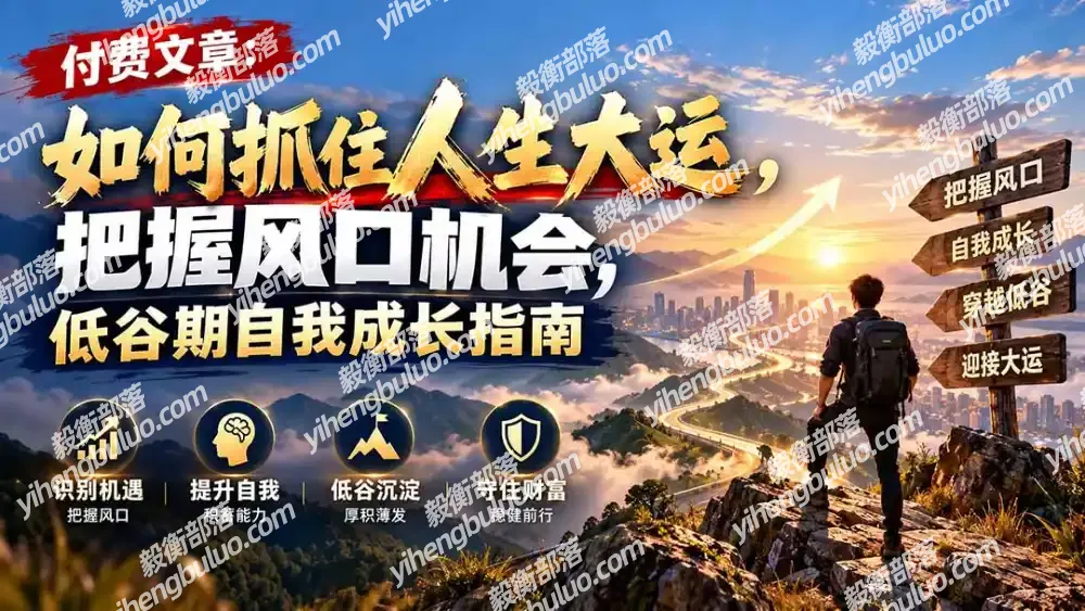 付费文章:如何抓住人生大运,把握风口机会,低谷期自我成长指南