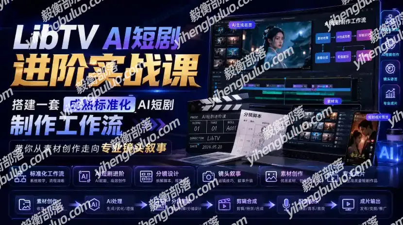 LibTV AI短剧进阶实战课,搭建一套成熟标准化AI短剧制作工作流,带你从素材创作走向专业镜头叙事(更新)