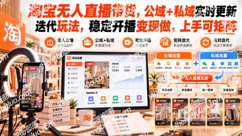 淘宝无人直播带货,公域+私域实时更新迭代玩法,稳定开播变现做,上手可矩阵【揭秘】-毅衡部落