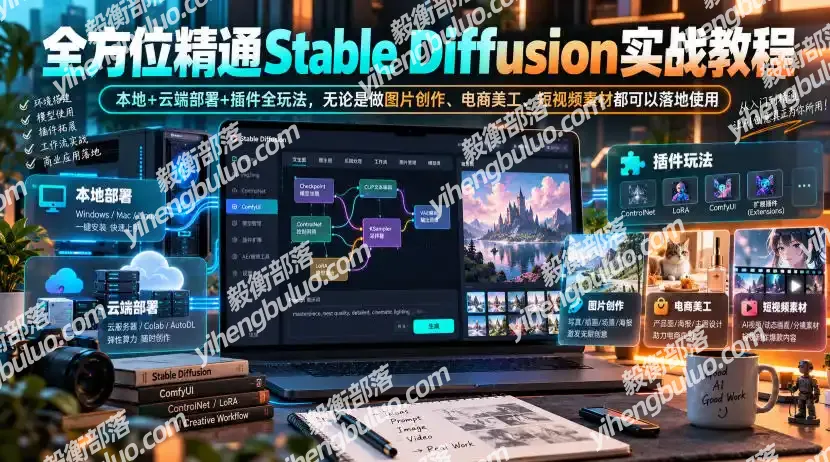 全方位精通Stable Diffusion实战教程|本地+云端部署+插件全玩法,无论是做图片创作、电商美工、短视频素材都可以落地使用