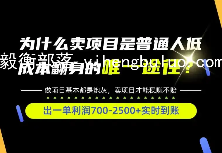 普通人如何靠互联网賺取自己的第一桶金!全类目实操型教学,看完你全都懂了!【揭秘】-毅衡部落