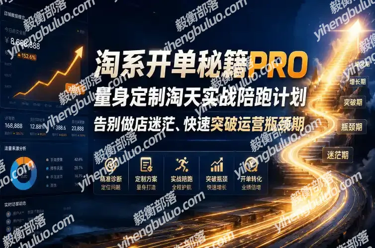 淘系开单秘籍PRO,量身定制淘天实战陪跑计划,告别做店迷茫、快速突破运营瓶颈期(更新261012)-毅衡部落