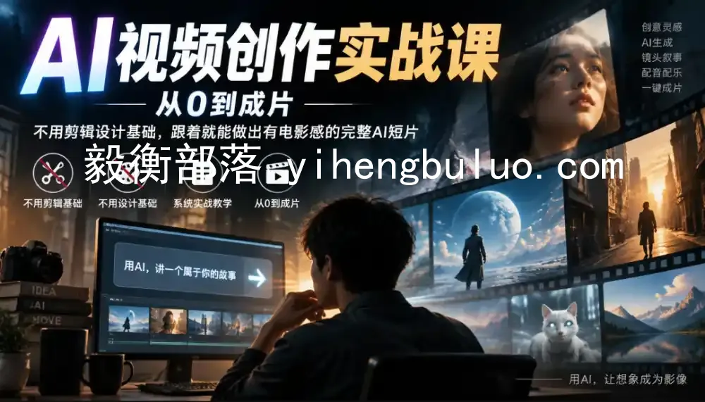 AI视频创作实战课,从0到成片,不用剪辑设计基础,跟着就能做出有电影感的完整AI短片-毅衡部落