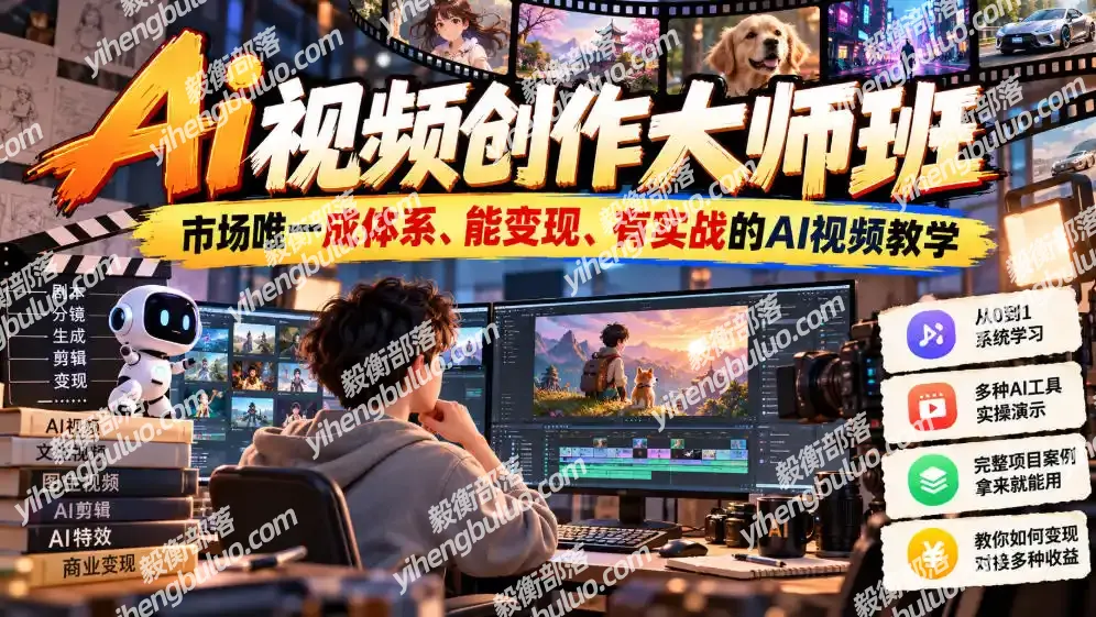 Ai视频创作大师班,市场唯一成体系、能变现、有实战的AI视频教学(更新2026)