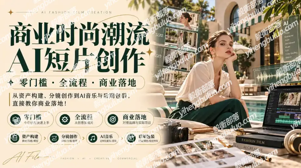 商业时尚潮流AI短片创作｜零门槛・全流程・商业落地，从资产构建、分镜创作到AI音乐与后期包装，直接教你商业落地！-毅衡部落