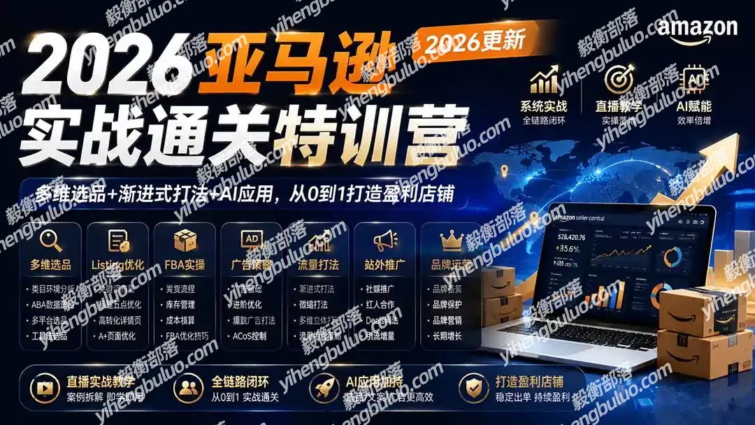 2026亚马逊实战通关特训营-更新1017,多维选品+渐进式打法+AI应用,从0到1打造盈利店铺