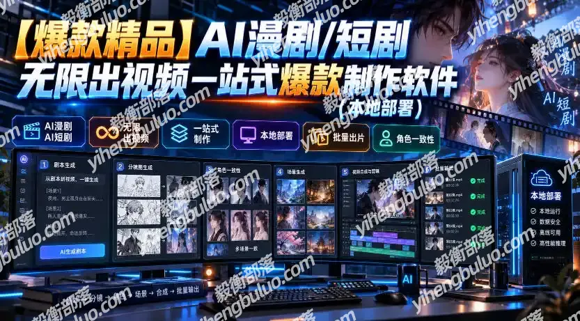 【爆款精品】AI漫剧/短剧无限出视频一站式爆款制作软件(本地部署)-毅衡部落