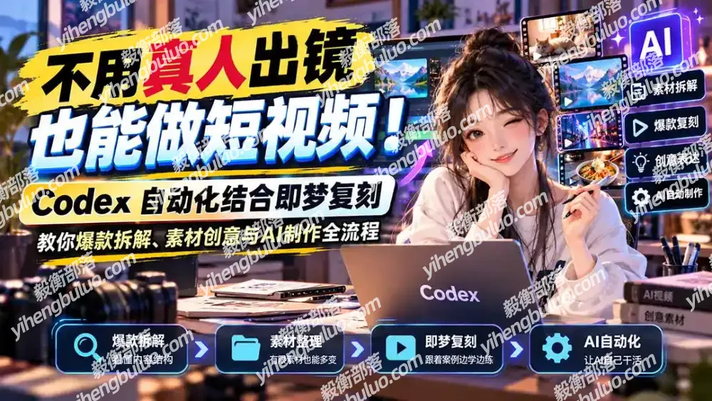 不用真人出镜也能做短视频!Codex自动化结合即梦复刻,教你爆款拆解、素材创意与AI制作全流程-毅衡部落